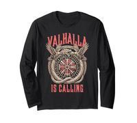 Valhalla is Calling Viking Serpent Rune Compass Ravens Long Sleeve T-Shirt