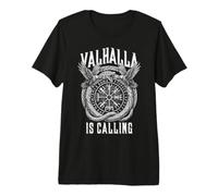 Valhalla is Calling Viking Serpent Rune Compass Ravens Premium T-Shirt