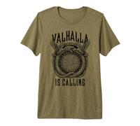 Valhalla is Calling Viking Serpent Rune Compass Ravens Premium T-Shirt