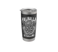 Valhalla is Calling Viking Serpent Rune Compass Ravens Stainless Steel Insulated Tumbler