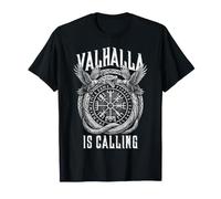 Valhalla is Calling Viking Serpent Rune Compass Ravens T-Shirt
