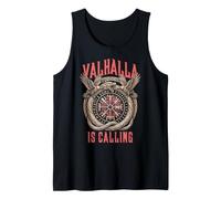 Valhalla is Calling Viking Serpent Rune Compass Ravens Tank Top
