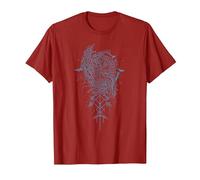Valhalla Raven Ravens Odin's Runes Norse Compass Viking T-Shirt, Men, Cranberry Red, XX-Large