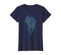 Valhalla Raven Ravens Odin's Runes Norse Compass Viking T-Shirt, Women, Navy Blue, Medium