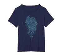 Valhalla Raven Ravens Odin's Runes Norse Compass Viking T-Shirt, Women's Plus, Navy Blue, 3X