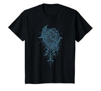 Valhalla Raven Ravens Odin's Runes Norse Compass Viking T-Shirt, Youth, Black, 3T