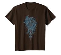 Valhalla Raven Ravens Odin's Runes Norse Compass Viking T-Shirt, Youth, Brown, X-Small