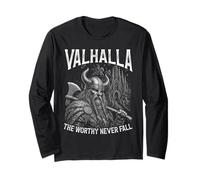 Valhalla The Worthy Never Fall Viking Warrior Long Sleeve T-Shirt
