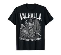 Valhalla The Worthy Never Fall Viking Warrior T-Shirt