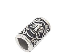 VALHALLA Viking Beard Bead 316L Steel Silver Stainless Steel Large Opening Closure, 8 mm, Gemstone, No