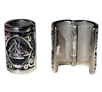 VALHALLA Viking Beard Bead, Large Stainless Steel, Valknut - Norse Mythology