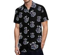 Valhalla-Viking Norse Mythology God Men's Button Down Shirt Casual Short Sleeve Shirts Beach Summer Shirt with Pocket