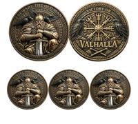 Valhalla Viking Warrior Challenge Coin, Beware The Old Man Vegvísir Norse Mythology Commemorative Coin with Vegvisir Compass & Ravens, Valhalla Viking Collectible Token Gift for Men Women (3 pcs)