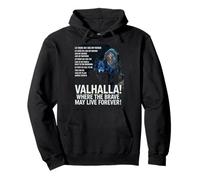 Valhalla Where the Brave May Live Forever Viking Wolf Pullover Hoodie
