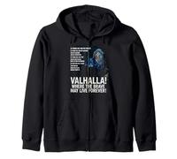 Valhalla Where the Brave May Live Forever Viking Wolf Zip Hoodie