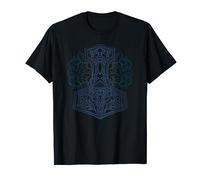 Valhalla Wolf Mask Odin Hammer Norse Runes Viking T-Shirt