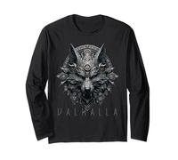 Valhalla Wolf Mask Odin Runes Norse Compass Viking Men Women Long Sleeve T-Shirt