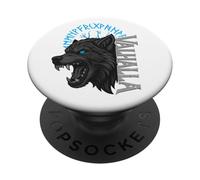 Valhalla Wolf - Norse Viking Rune Wolf Head PopSockets Adhesive PopGrip
