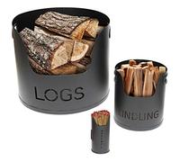 Valiant 3-Piece Fireside Metal Storage Set Black