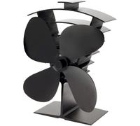 VALIANT 4-Blade Heat Powered Log Burner Stove Fan for Even Heat, Black