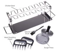 Valiant Bbq Kit. Includes Burger Press, Chicken Rack, Shredding Claws And Basting Brush