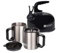 Valiant Camping Kettle & Insulated Mug Set, Black