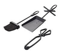 Valiant Cast Iron Heavy Duty Tongs for Logs and Hot Coal, Ash Pan and Brush - Valiant Heavy Duty Tongs for Logs and Coal and Fireside Ash Pan and Brush Set