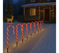 Valiant Christmas Candy Cane Pathway Lights | 8 Pack | 8 Settings | Battery Powered in Red Valiant Red