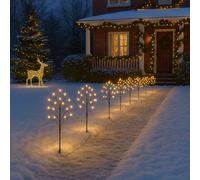 Valiant Christmas Pathway Lights | 8 Pack Warm White LED Sprig Branch Lights with Ground Stakes | 8 Display Modes | Weatherproof Cable | Outdoor Festive Decoration