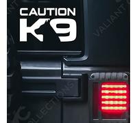 Valiant Collections - Caution K9 Stickers-Vinyl Decal for Car and Van - Indoor and Outdoor use for Long Lasting-Waterproof Stickers for Waterbottle and Laptop - Removable Sticker for Mirror - VC 402
