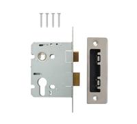 Valiant Euro Profile Mortice Door Lock - Secure Euro Cylinder Lock Case for Wooden Doors - Heavy-Duty Steel Construction - Easy to Install (Satin Stainless Steel - Boxed, 3" (76mm))