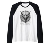 Valiant Faith Stand Eagle Christian Courage Strength Urban Raglan Baseball Tee
