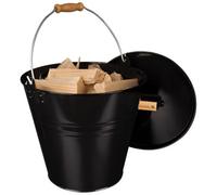 Valiant Fireside Metal Bucket With Lid For Coal, Kindling And Ash 13 Litres