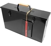 Valiant Fireside Tidy Ash Transporter - Black Gloss Steel Storage Box (FIR240)