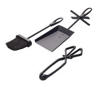 Valiant Fireside Tongs, Brush and Ash Pan Shovel Set with Stand
