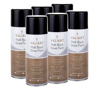 Valiant Matte Black Stove and Restoration Spray Paint 6 Pack - Matte Black Spray Paint for Stoves and Restoration Projects - 6 PACK