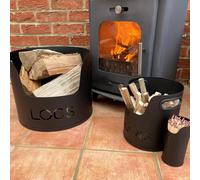 Valiant 3-Piece Fireside Metal Storage Set Black
