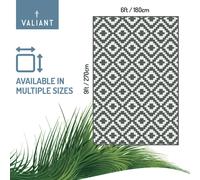 Valiant Outdoor Waterproof Rug for Gardens, Patio and Decking - Geometric Grey - Grey and White Geometric Rug 270cm x 180cm