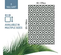 Valiant Outdoor Waterproof Rug for Gardens, Patio and Decking - Geometric Grey - Grey and White Geometric Rug 360cm x 270cm