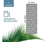 Valiant Outdoor Waterproof Rug for Gardens, Patio and Decking - Geometric Grey - Grey and White Geometric Rug 170cm x 60cm
