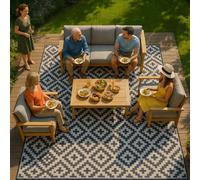 Valiant Outdoor XL Waterproof Rug for Gardens, Patio and Decking - Geometric Grey - 3.6m x 2.7m