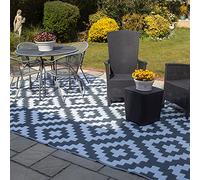 Valiant Outdoor Waterproof Rug for Gardens, Patio and Decking - Geometric Grey - 360cm x 270cm - Polypropelene - Grey and White