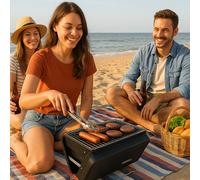 Valiant Portable Folding Beach BBQ for Camping, Festivals & Picnics in Black Valiant Black