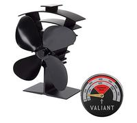 Valiant Premium IV Stove Fan and Magnetic Red Thermometer Pack, FIR627, Black, 199mm