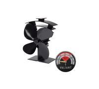 Valiant Premium IV Stove Fan and Magnetic Red Thermometer Pack, FIR627, Black, 199mm