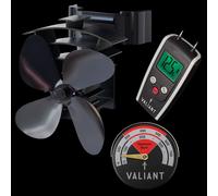 Valiant Remora Flue Pipe Fan, Magnetic Thermometer in Red & Moisture Meter for Timber & Brickwork Set Valiant Red