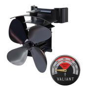 Remora Flue Pipe Fan and Magnetic Thermometer in Red Valiant Red One Size