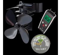 Valiant Remora Flue Pipe Stove Fan, Magnetic Thermometer in Green & Moisture Meter for Timber & Brickwork Set Valiant Green
