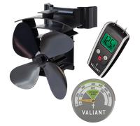 Valiant Stove Fan for Flue Pipes, Thermometer and Moisture Meter