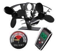 Whirlwind Twin Blade Stove Fan, Moisture Meter and Magnetic Thermometer in Red Valiant Red One Size